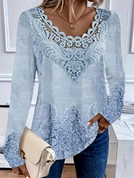 Elegant Casual Woman T-Shirt Fashion Loose T-Shirt Woman Temperament Long sleeve T-Shirt Holiday Weekend