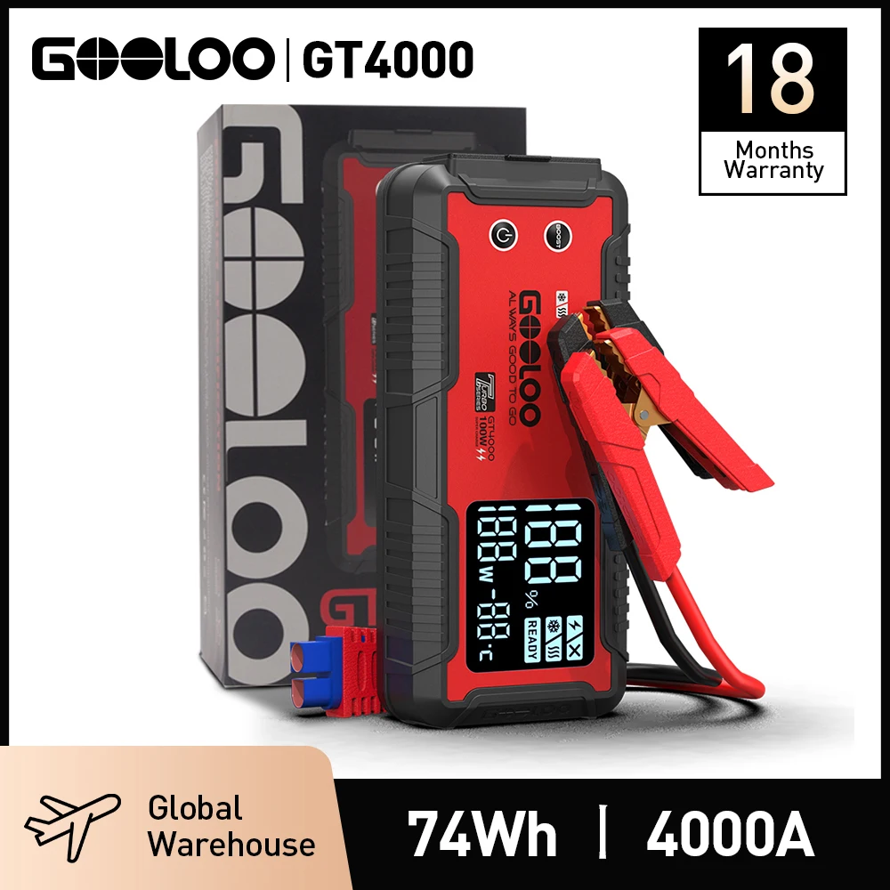 GOOLOO 20000mAh Car Jump Starter 12V Car Battery 4000A Peak Current Portable Charger Portable Power Bank for Emergency Device