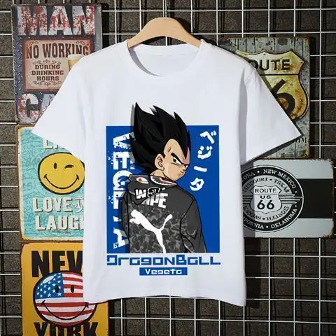 

Dragon Ball T-shirt 2025 White Cotton Vintage Tee Vegeta West Dragon Text Organ8ll Design Route66 Sign No Working Hours Retro
