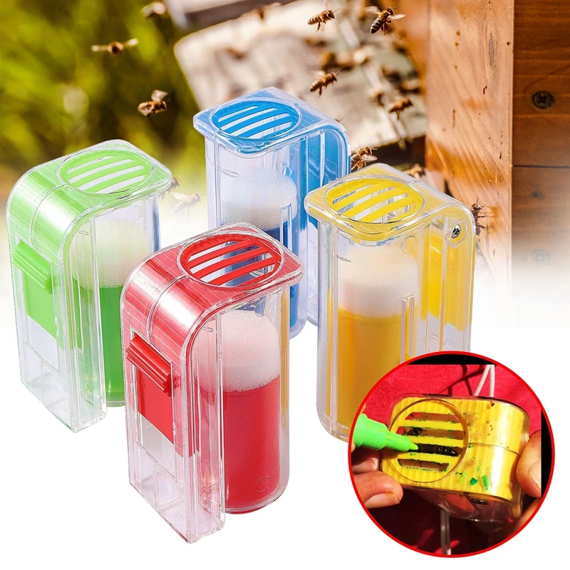 

1pc Queen Bee Marker Bottle Outdoor Garden Rearing Bee Tools 4 Colors Plastic Bee Catcher Push and Pull Smoothly