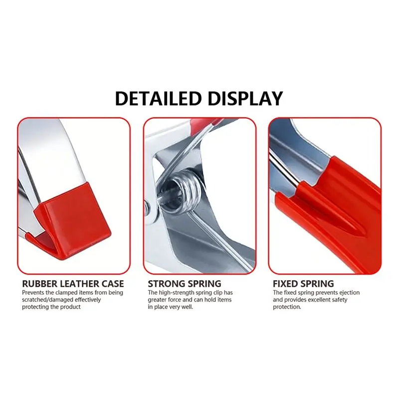 A92P Large 6 Inch Heavy Duty Metal Spring Clamps 10 Pcs Clip Set Anti Slip For Tarpaulin Woodworking Crafts