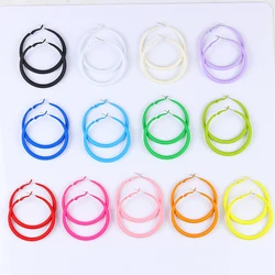 Summer Style Colorful Pink Blue Green Design Large Circle Neon Hoop Earrings for Women Girl Hanging Statement Jewerly