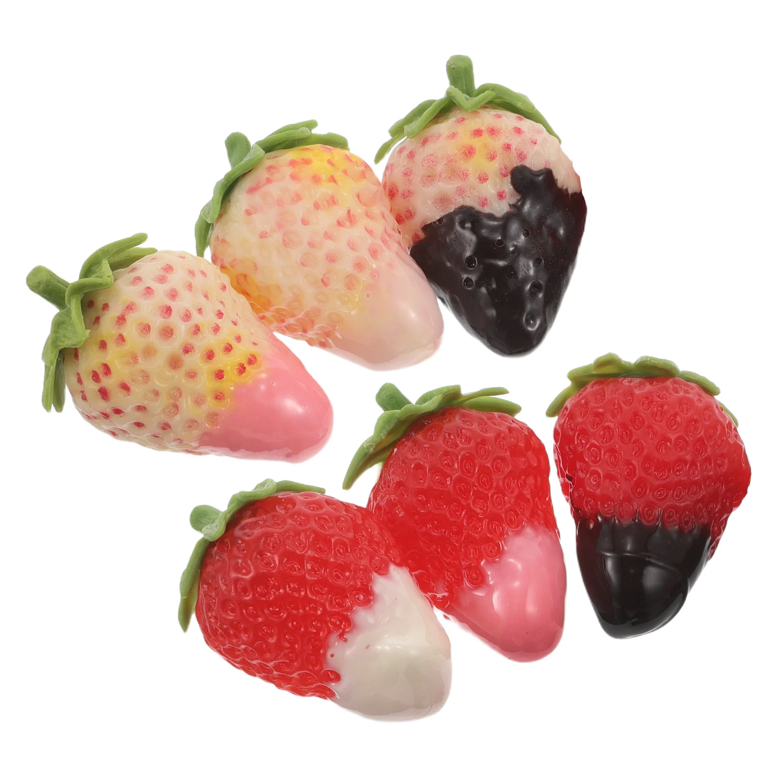 

6Pcs Realistic Artificial Strawberry Ornaments Lifelike Hanging Fruit Charms for Home Party Decoration Photo Props Jewelry