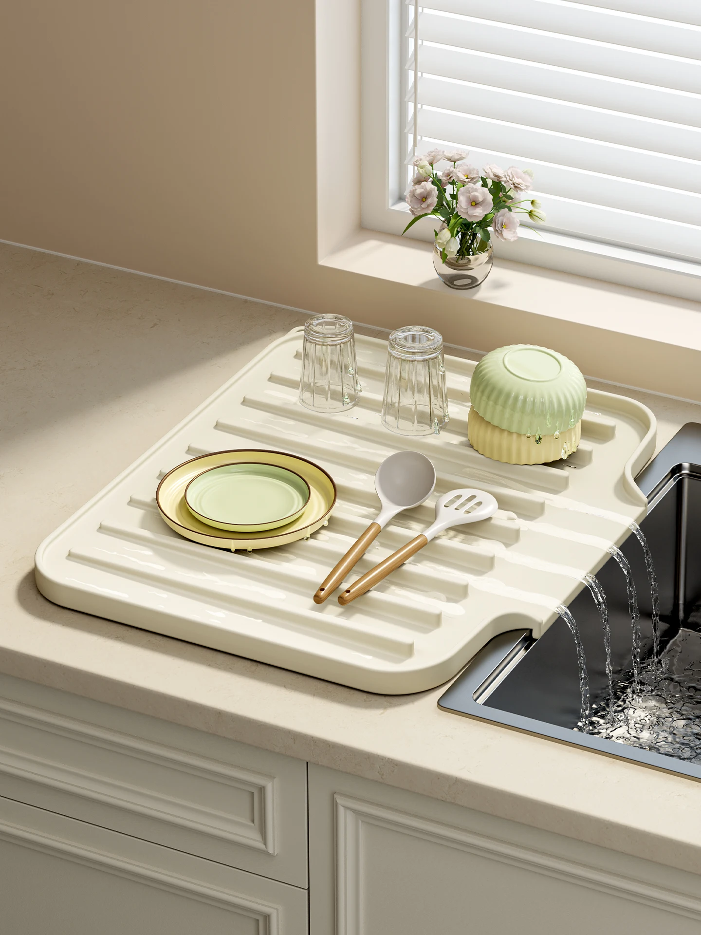 

Силиконовый дренажный коврик для кухонной раковины, термостойкий, с наклоном для слива, многофункциональный, прямоугольный, для хранения на кухне