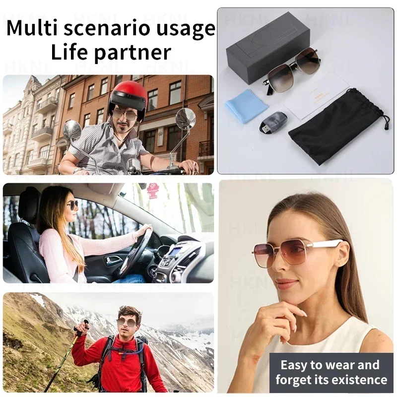 Gafas inteligentes para hombre y mujer, lentes polarizadas con Bluetooth, asistente de voz, música, deportivas, antiazul, 2024