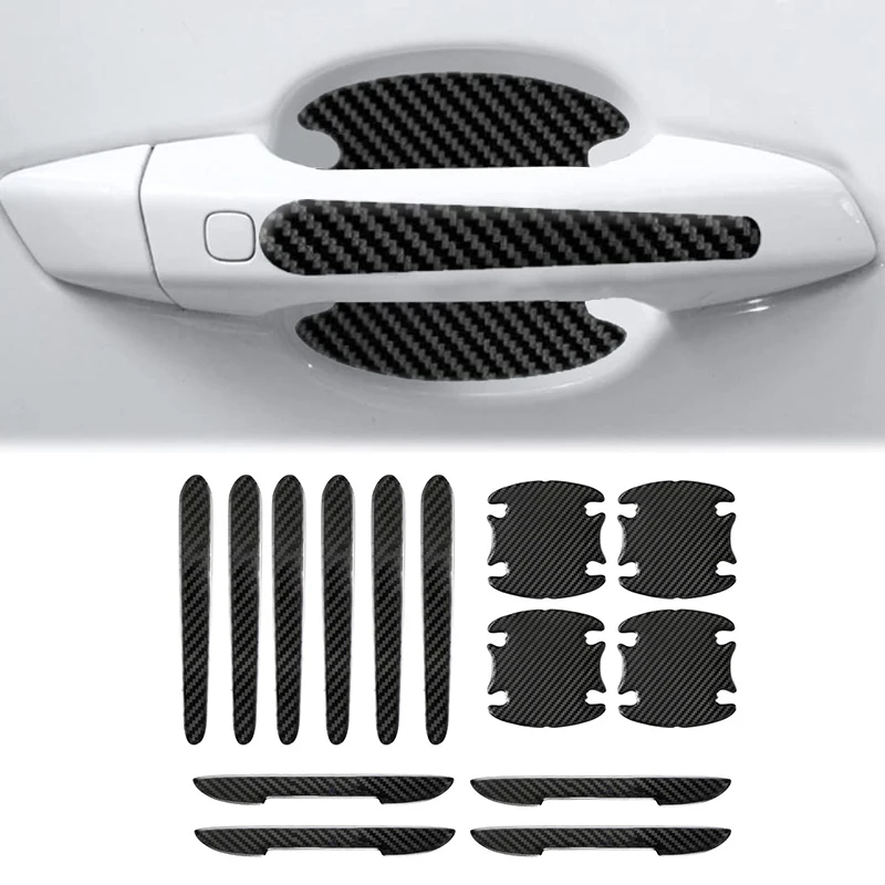 

8PCS Car Door Handle Bowl Scratch Protector Carbon Fiber Stickers Rearview Mirror Protection Strip For Car Auto Accessories