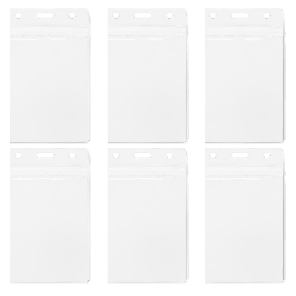 

6pcs Waterproof Pvc Id Badge Sleeve Clear Plastic Vertical Id Sleeve Lightweight Compact Design Easy Carry Name Cover For