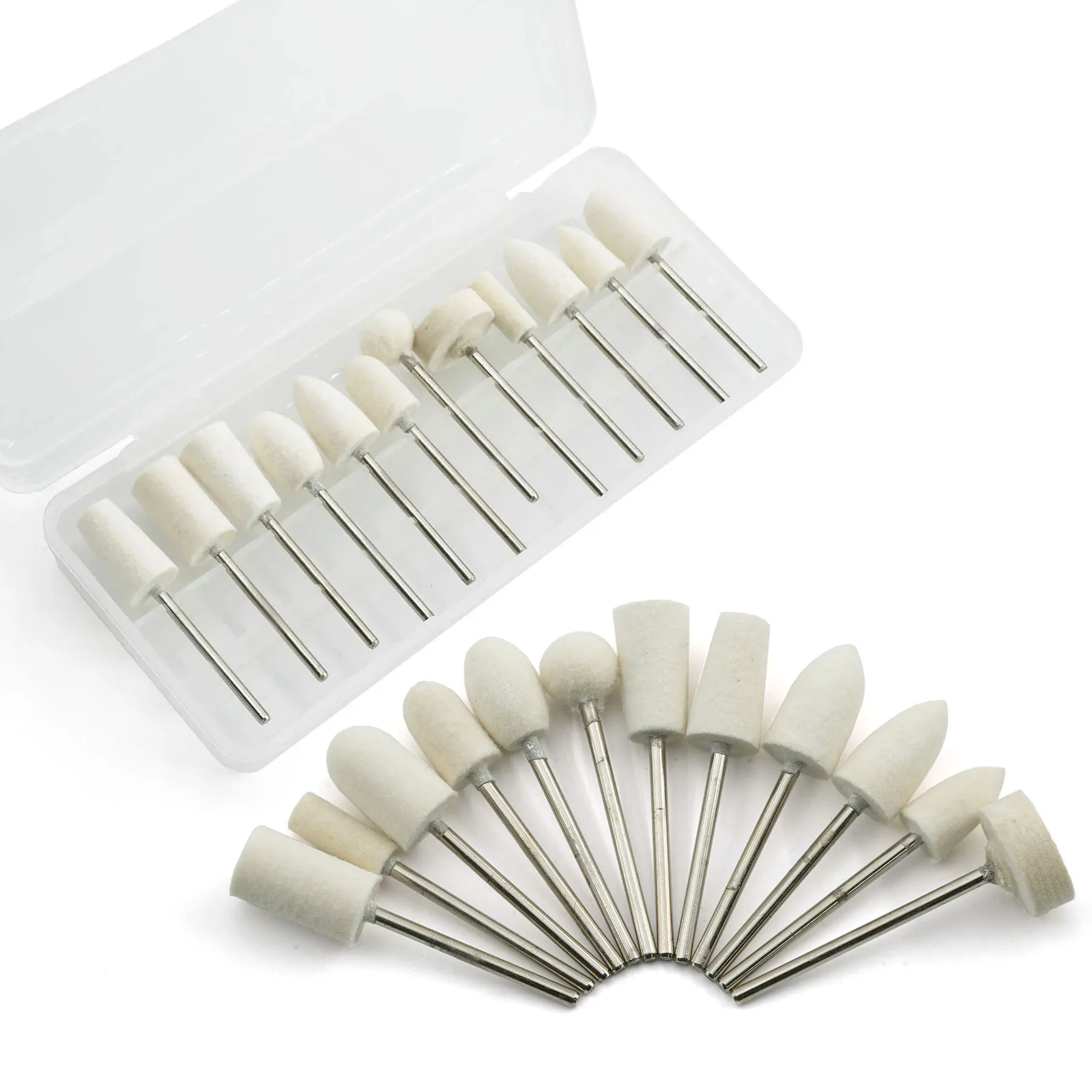 

12 шт./компл., шерстяной фетр, полировальный круг, шлифовальная головка, комплект фетровых щетки для полировки, дрель, вращающийся инструмент