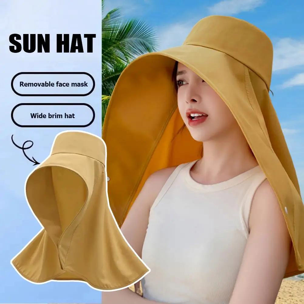 UV Protection Sun Hat Wide Brim Shawl Oversized Cap Cooling Breathable Summer Protection Bucket Hats For Women 56-58cm 1PC