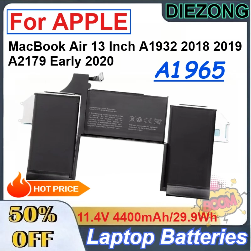 11.4V 4400mAh/29.9Wh A1965 Battery for APPLE MacBook Air 13 Inch A1932 2018 2019 A2179 Early 2020 Laptop Batteries