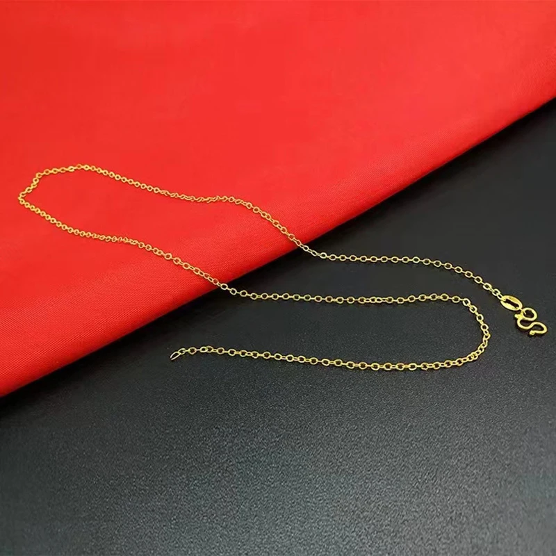999 Gold O Shape Chain Universal Clasp Necklace Women Versatile Daily Wear Mix Match Layering Pendant Chain