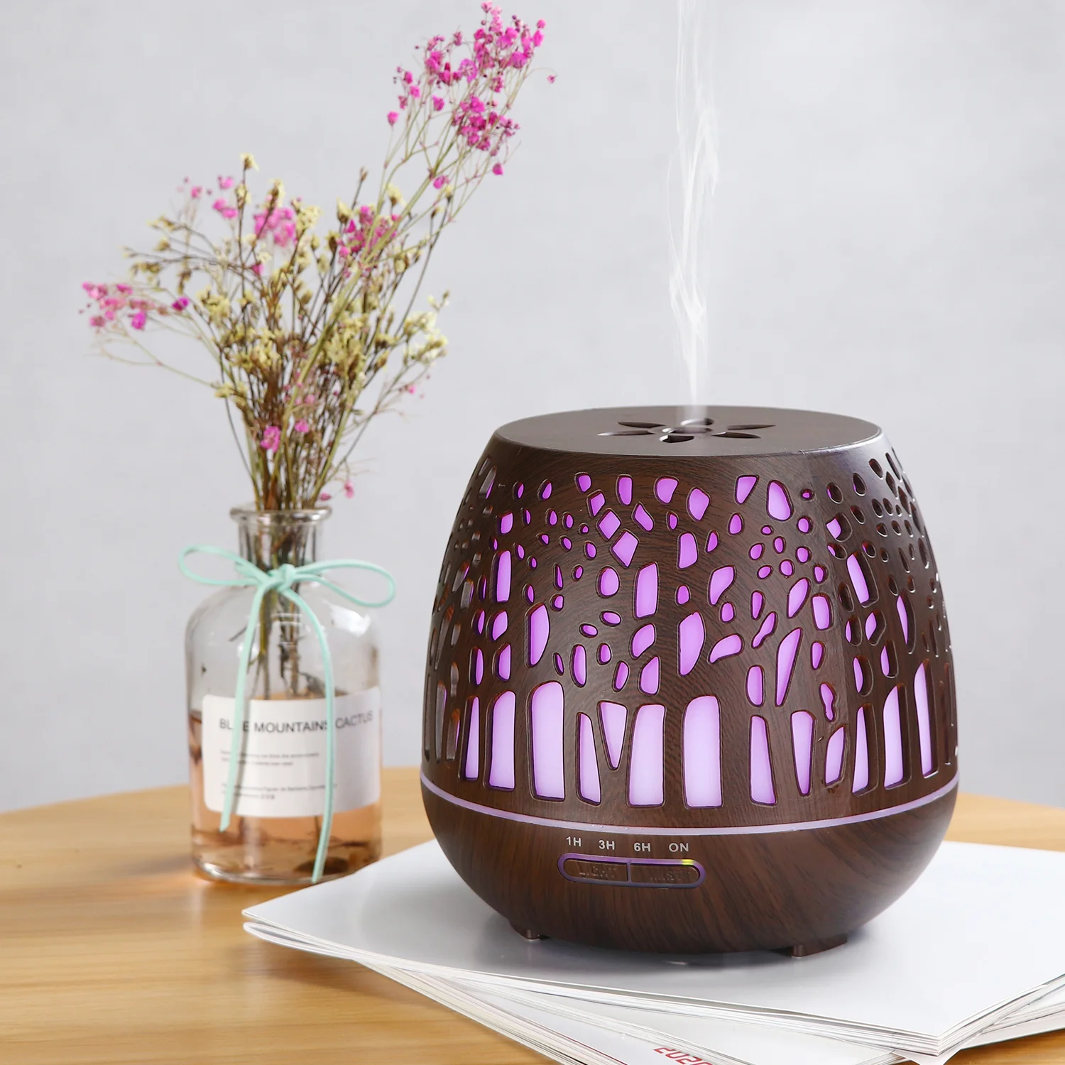 7 Led Changed Light Steaming Machine Humidifier Electric Air Essential Oil Aroma Home Fragrance Wood Diffuser Ultrasonic