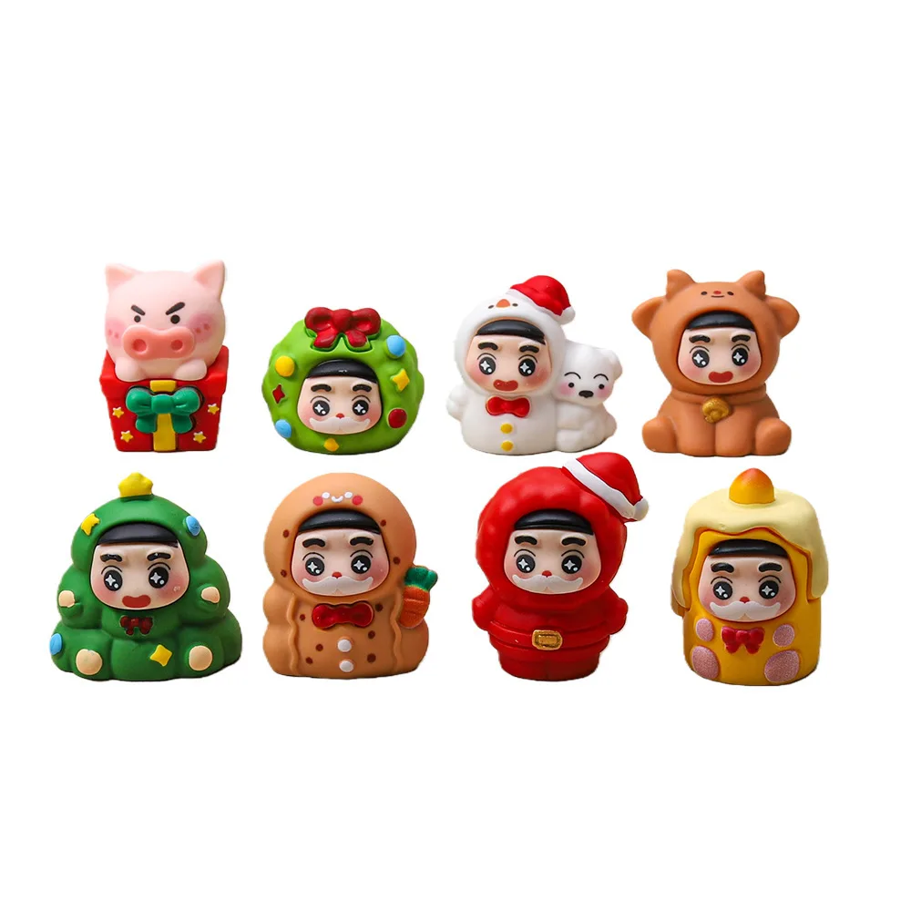 

8pcs for Crayon Shin-chan ornament christmas Figure Toys Animal Clothing Cross Dressing Series Anime Model Decoration Creativ