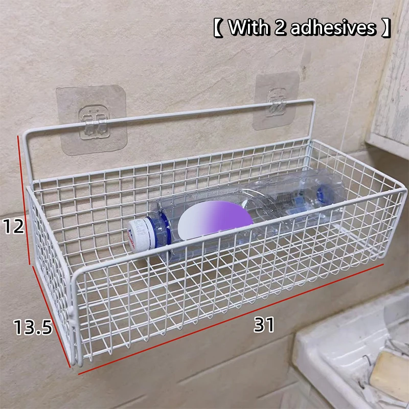Hot Sale No Drilling Required Wall Mounted Kitchen Bathroom Storage Rack Shelves Organizer
