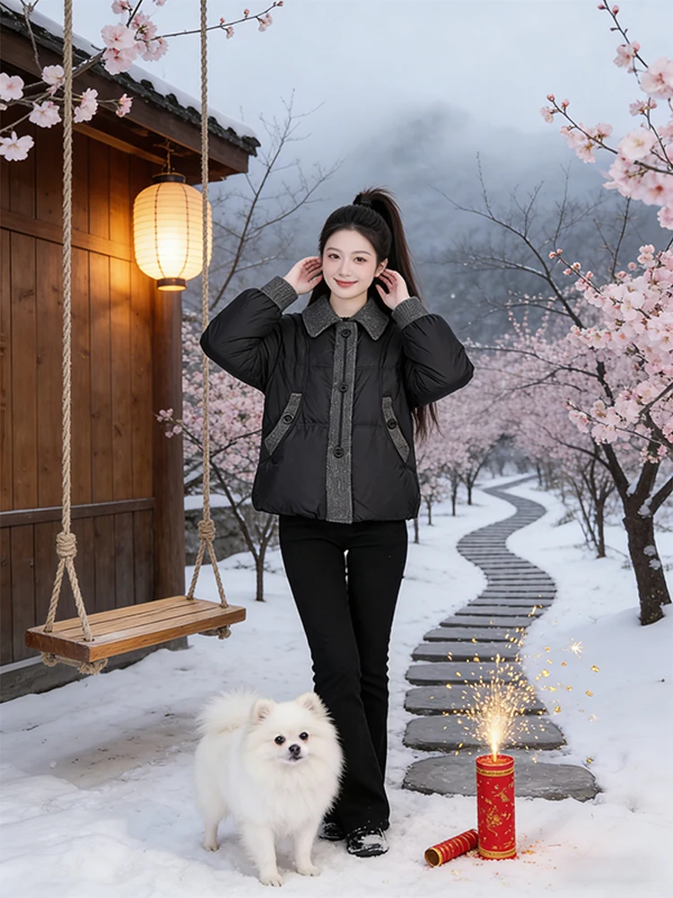 

Модная хлопковая куртка для женщин, новинка 2026 года, зимнее пальто, стильная верхняя одежда, одежда для мам среднего возраста, корейская версия