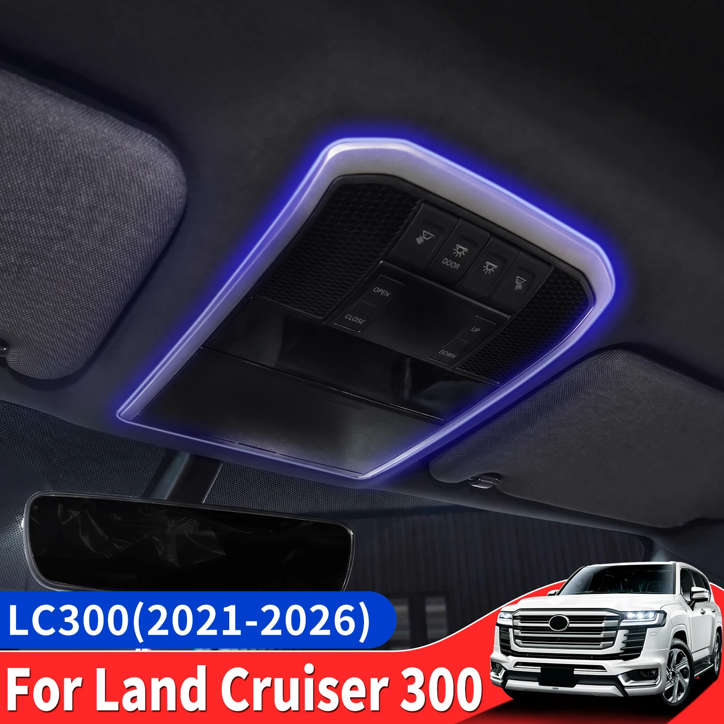 Для Toyota Land Cruiser LC300 J300 2022-2026: Светодиодная лампа для чтения, атмосферная подсветка, динамическая подсветка при запуске, подсветка салона, внутренняя подсветка АКПП