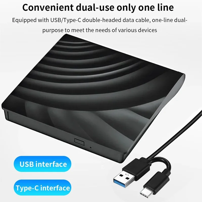 Unidade Blu Ray externa 2 em 1 USB 3.0 Tipo-C Slim Optical CD/DVD Player BD-Combo Compatível com Mac OS Windows XP/7/8/10/11