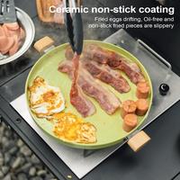 BBQ Grill Pan Smokeless Non-stick Round Frying Pan Cooking Utensils Baking Barbecue Stove Top Griddle with Handle for Camping
