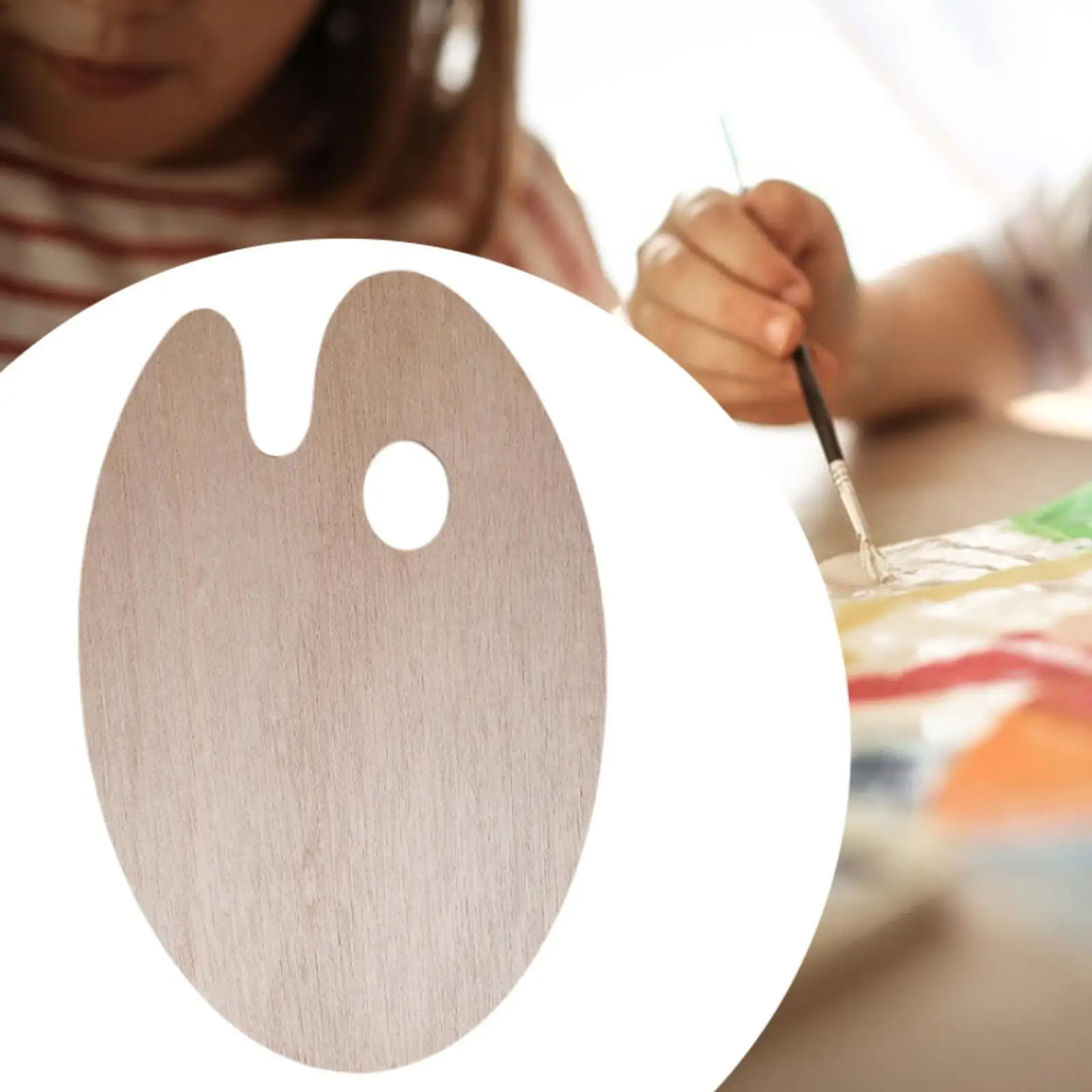 Paleta de pintura de madeira bandeja de pintura prática diy em forma oval bandeja de mistura de cores estudantes professores da escola starter