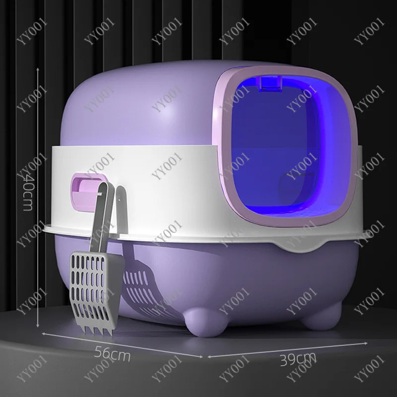 

XXL Fully Enclosed Cat Litter Box UV Sterilization Odor Control Flip Top Lid Pet Toilet