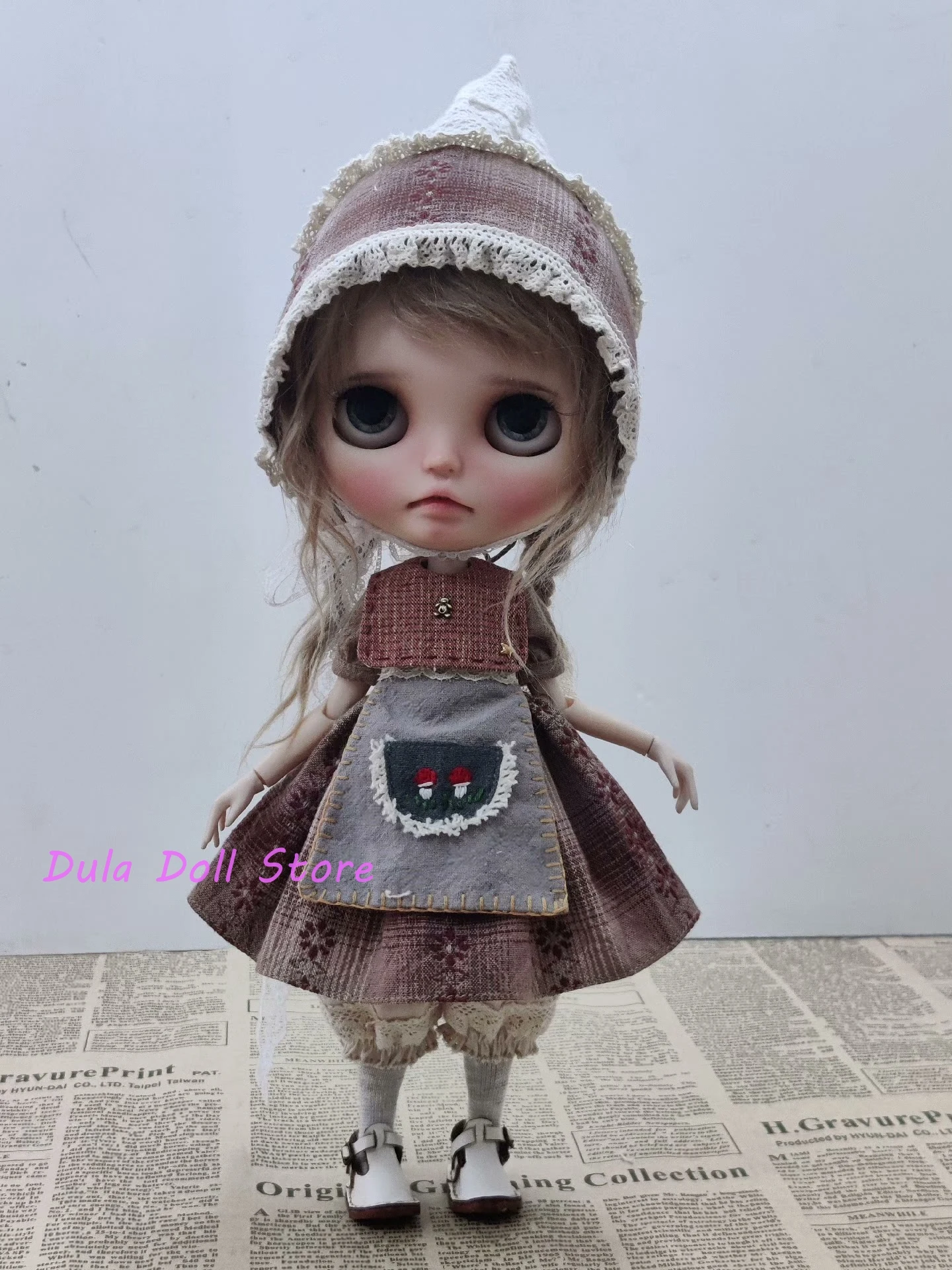 Dula Doll Clothes for Blythe Handmade mushroom multi-color apron set ob24 ob22 Diandian Azone Licca 1/6 Bjd Doll Accessories