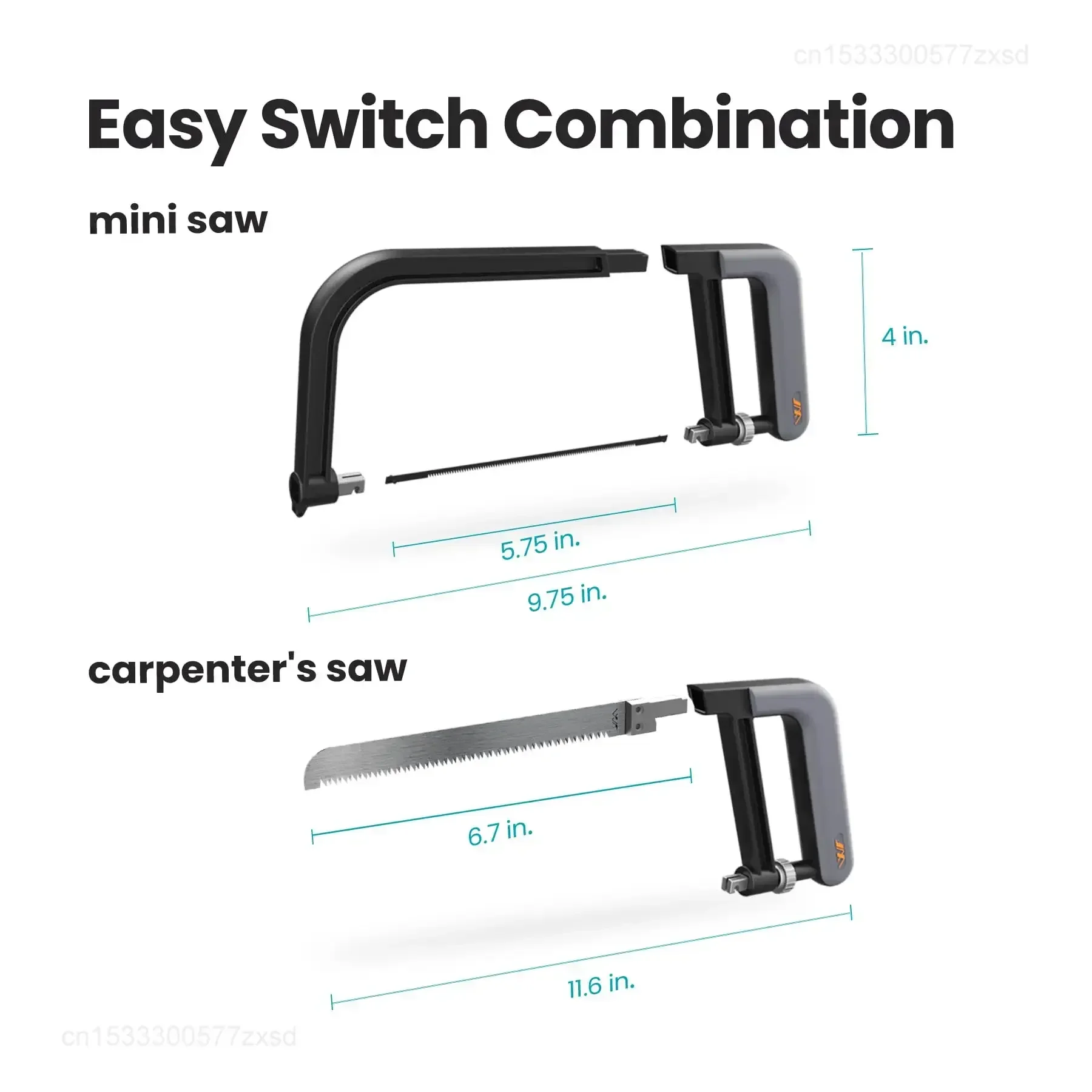 JIMIHOME X1-G Small Hand Saw Set Multi-functional Combo Tools Wood Cutting Hacksaw Frame with Plastic Handle Garden Saw Hacksaw