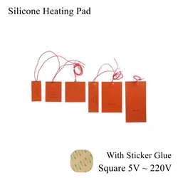 Silicone Rubber Heating Pad Flat Heater Band Square Heated Bed Oil Engine Tank Mat Plate Fuel Waterproof 3D Printer Glue Sticker