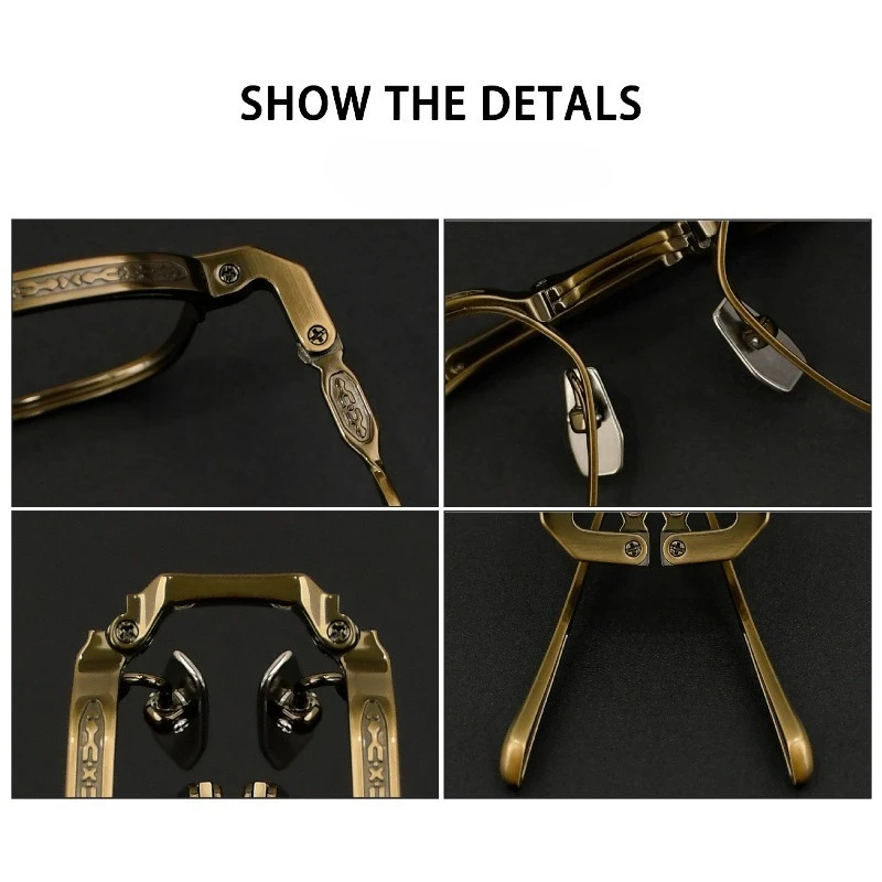 New Top Quality Pure Titanium Folding Eyeglasses Frame Men's Retro Large Frame Square Premium Luxury Designer Glasses Eyewear
