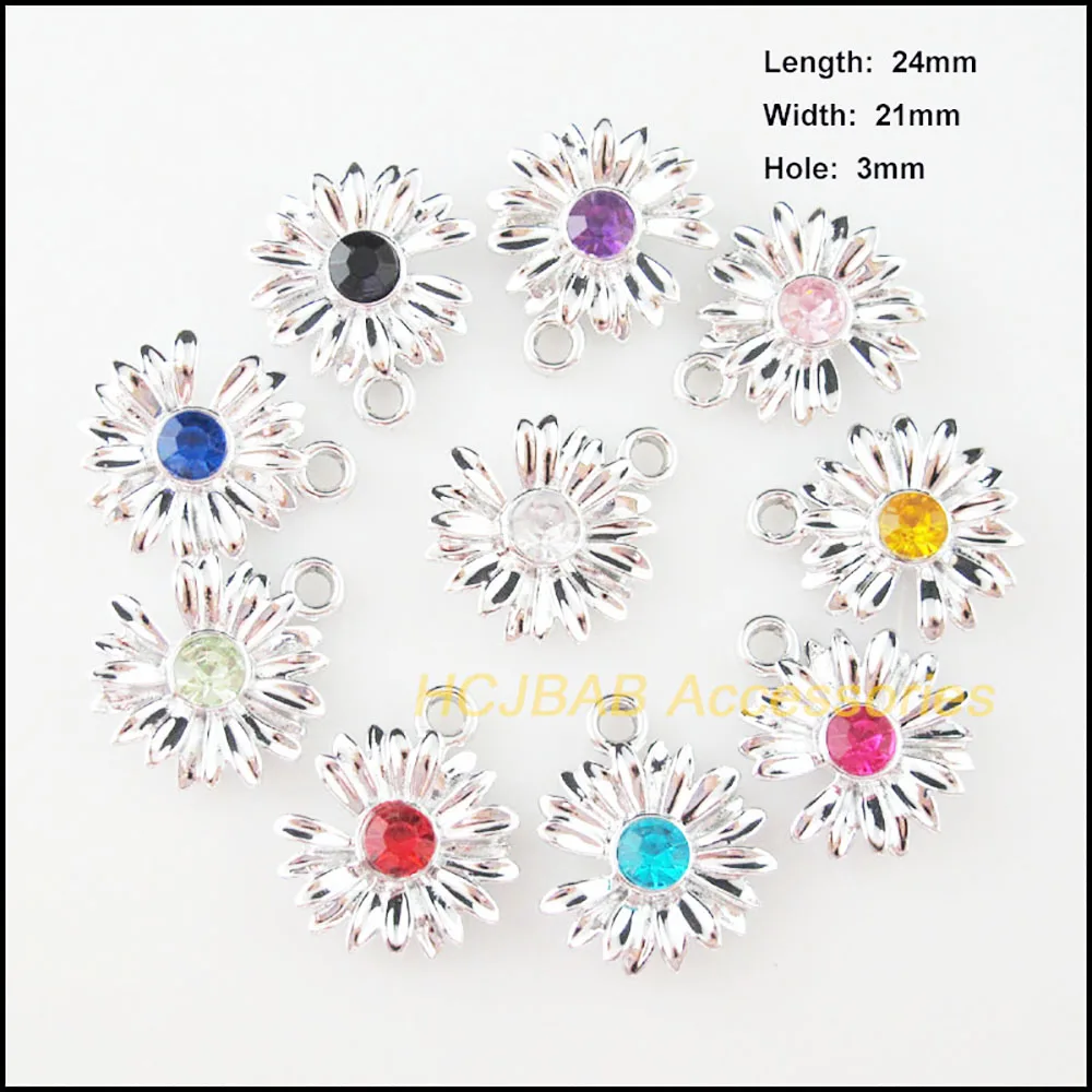 30Pcs Dull Silver Plated Charms Mixed Acrylic Pendants