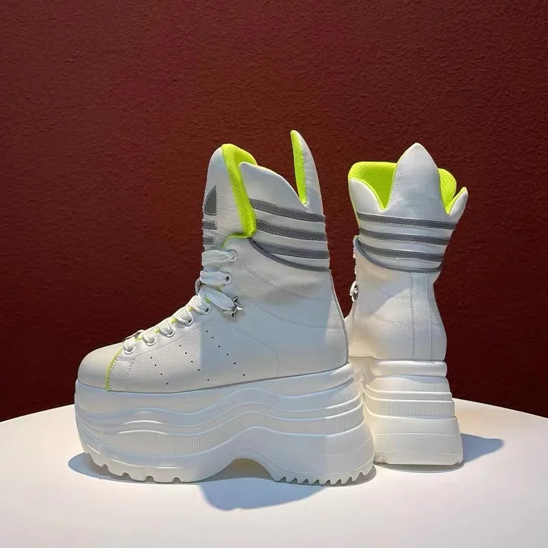 Women Ankle Boots High Heels Platform White High-Top Shoes Winter High Quality 2023 Luxury Designer Brand Fashion Design Sneaker