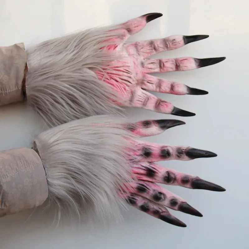Animal Rhapsody Latex Weerwolf Klauw Handschoenen - Cosplay & Spookhuis Prop, Halloween Fuzzy Paw Kostuum Accessoire