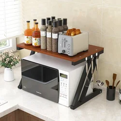 Kitchen Microwave Oven Rack Multifunctional Household Extendable Shelf Double Layer Storage Organizer Seasoning Oven