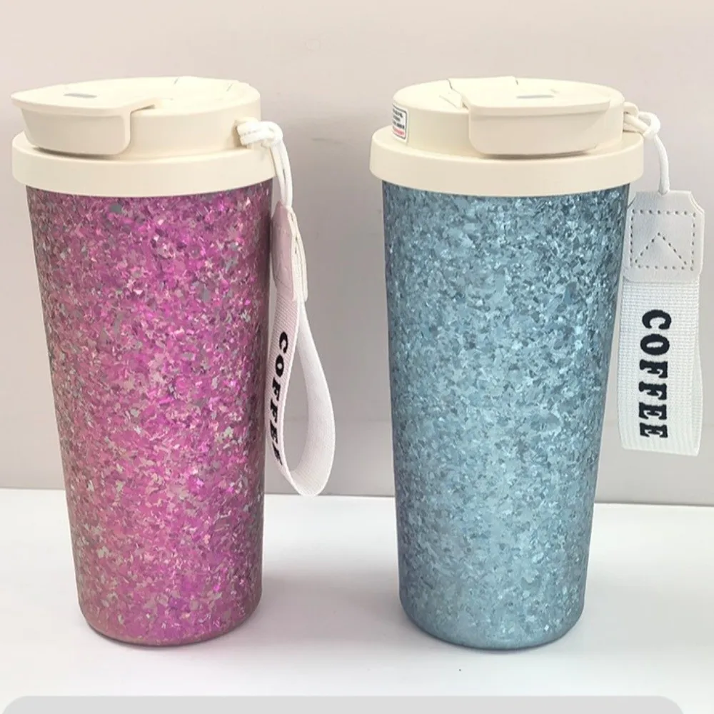 Glitter Titanium Insulated Cup Leak-Proof Vacuum Coffee Cup Ice-Crystal Texture Double-drink Coffee Tumbler Office