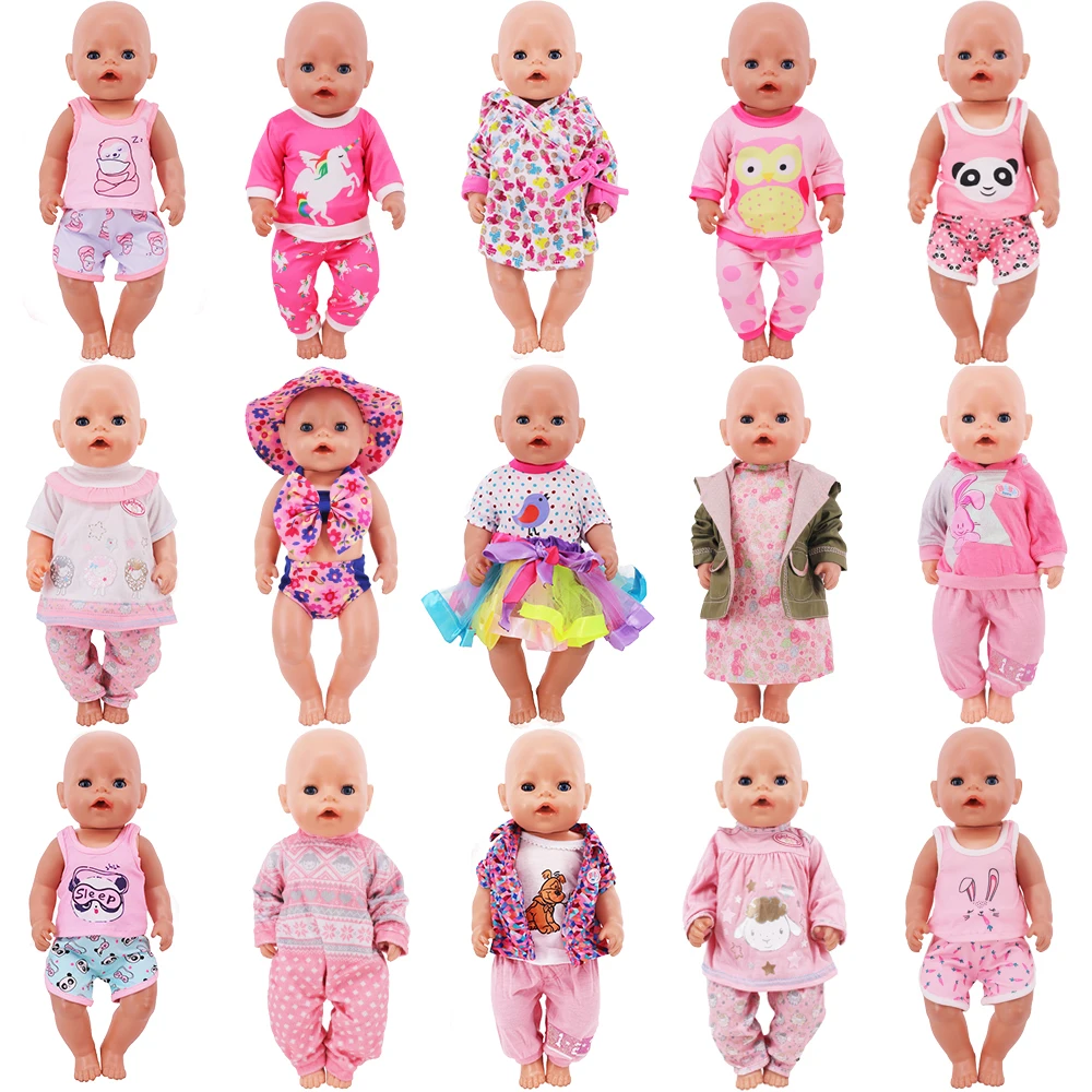 New Pink Doll Clothes,43Cm Reborn Doll 18 Inch Doll Accessories,Mini Bow Dress Pajamas DIY Toy Gift,Our Generation