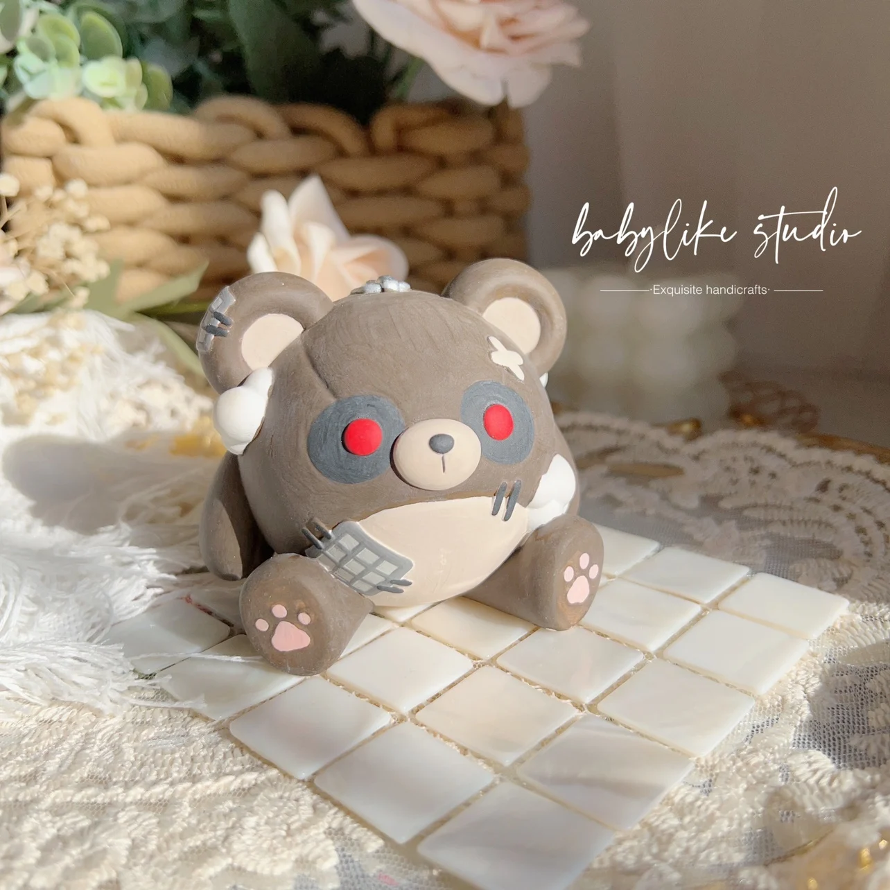 Lost Heart Bear Desktop Decorative Item Scented Plaster Sculpture Blank Model DIY Painting Figurines Crafts Gifts