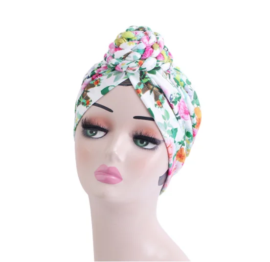 5 pieces Women Braided Top Knot Turban Scarf Arab Wrap HeadScarf Ready to Wear Hijab Stretchy Muslim Headdress Chemo Cap Bandana