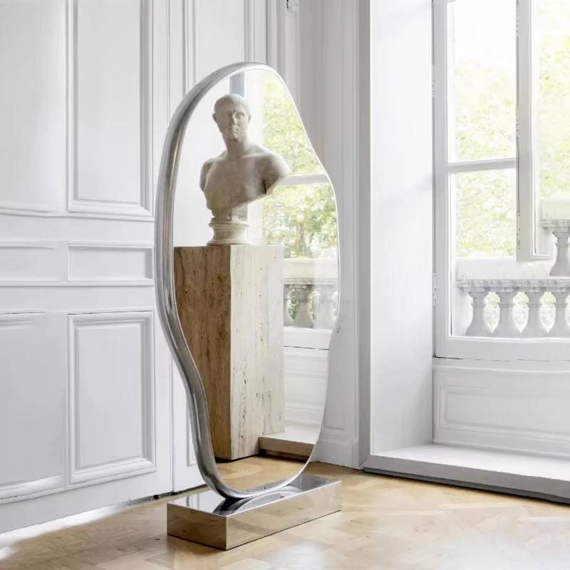 Irregular wavy full-length fiberglass floor mirror asymmetrical styling beauty mirror clothing store bedroom mirror