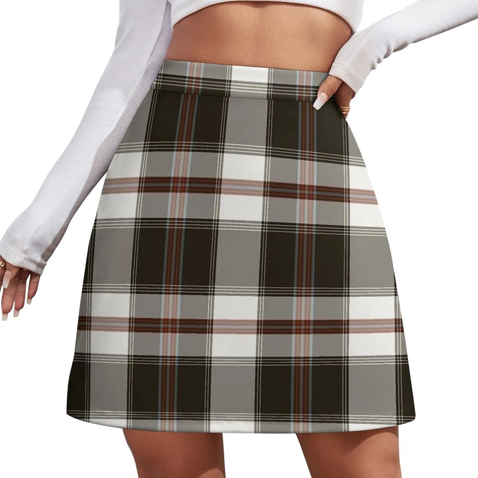 

Brown-Cream-Red-Teal Plaid Mini Skirt short skirts for women Skort for women chic and elegant woman skirt