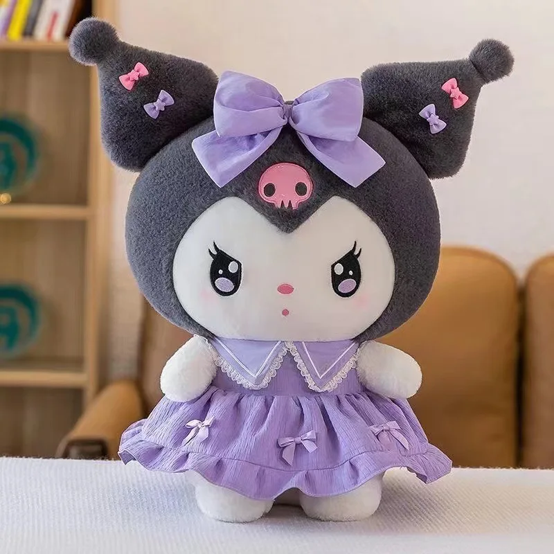 Новая плюшевая кукла Sanrio Kawaii Kuromi, мягкая детская спальная кровать для девочек, мультяшная подушка, мелодия, милое украшение для комнаты,