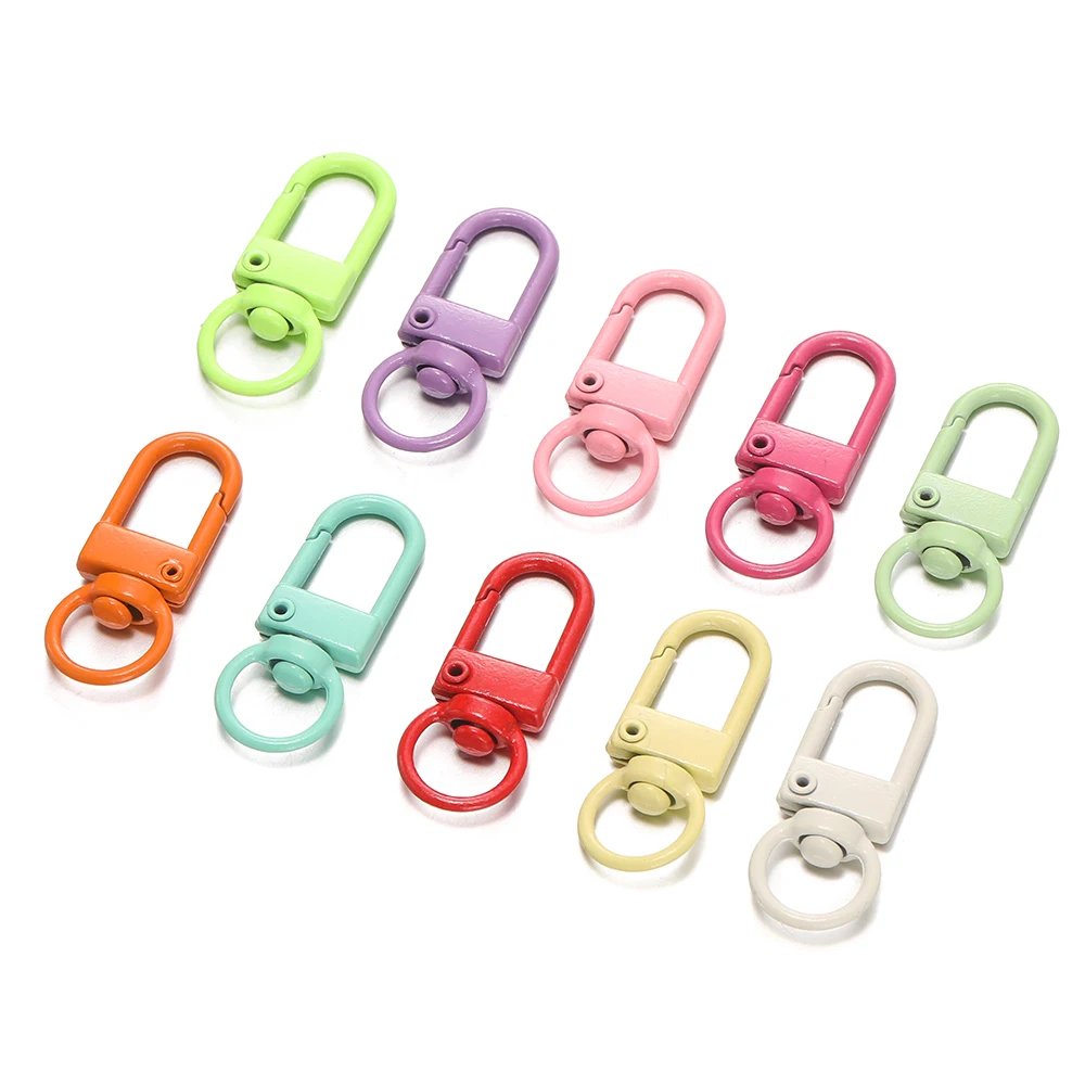 10pcs/lot Alloy Lobster Clasp Hooks Colorful Key Ring for Jewelry Making Findings DIY Keychain Bag Ornament Accessory Supplies