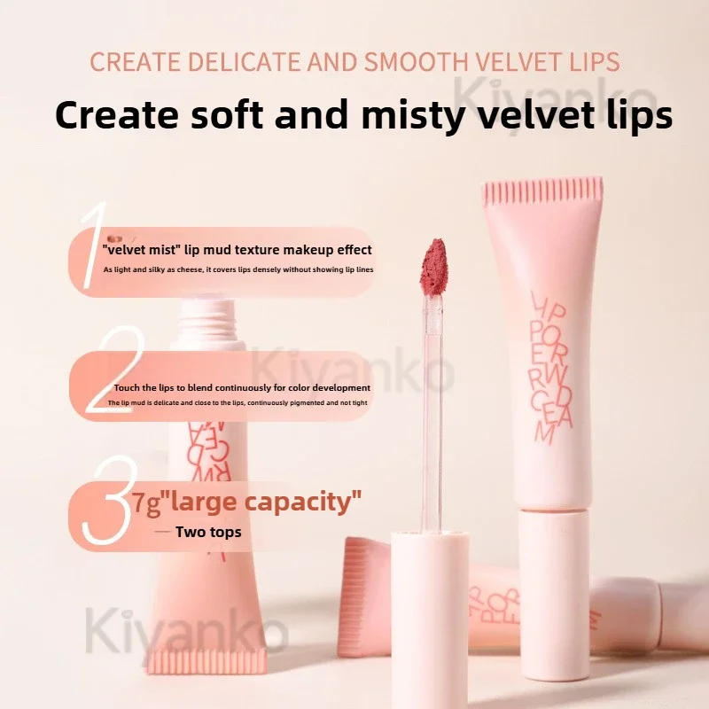 Velvet Mist Lip Mud Matte Powder Cream Blush Dual Use Lip Gloss Waterproof lasting rare beauty cosmetics products for women