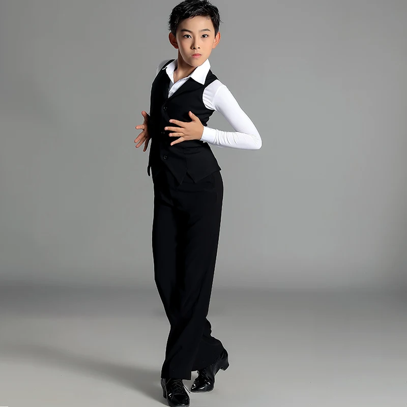 子供ラテンダンスパフォーマンス衣装少年の標準社交ダンスベスト子供チャチャワルツダンサーチョッキ VBH1693