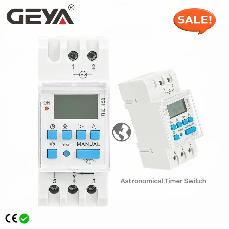 SALE GEYA THC Astronomical Timer Switch LCD Display 16A 20A 30A Timing Control Latitude Switch 220V