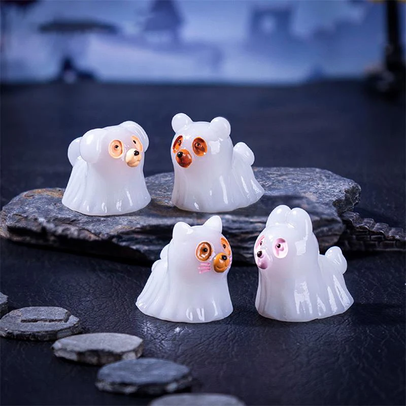 5 SZT. Domek dla Lalek Świecący Duch Zwierzę Miniaturowe Modele DIY Akcesoria Dekoracje do Domku dla Lalek Ozdoby Halloween Świecące w Ciemności Zabawki