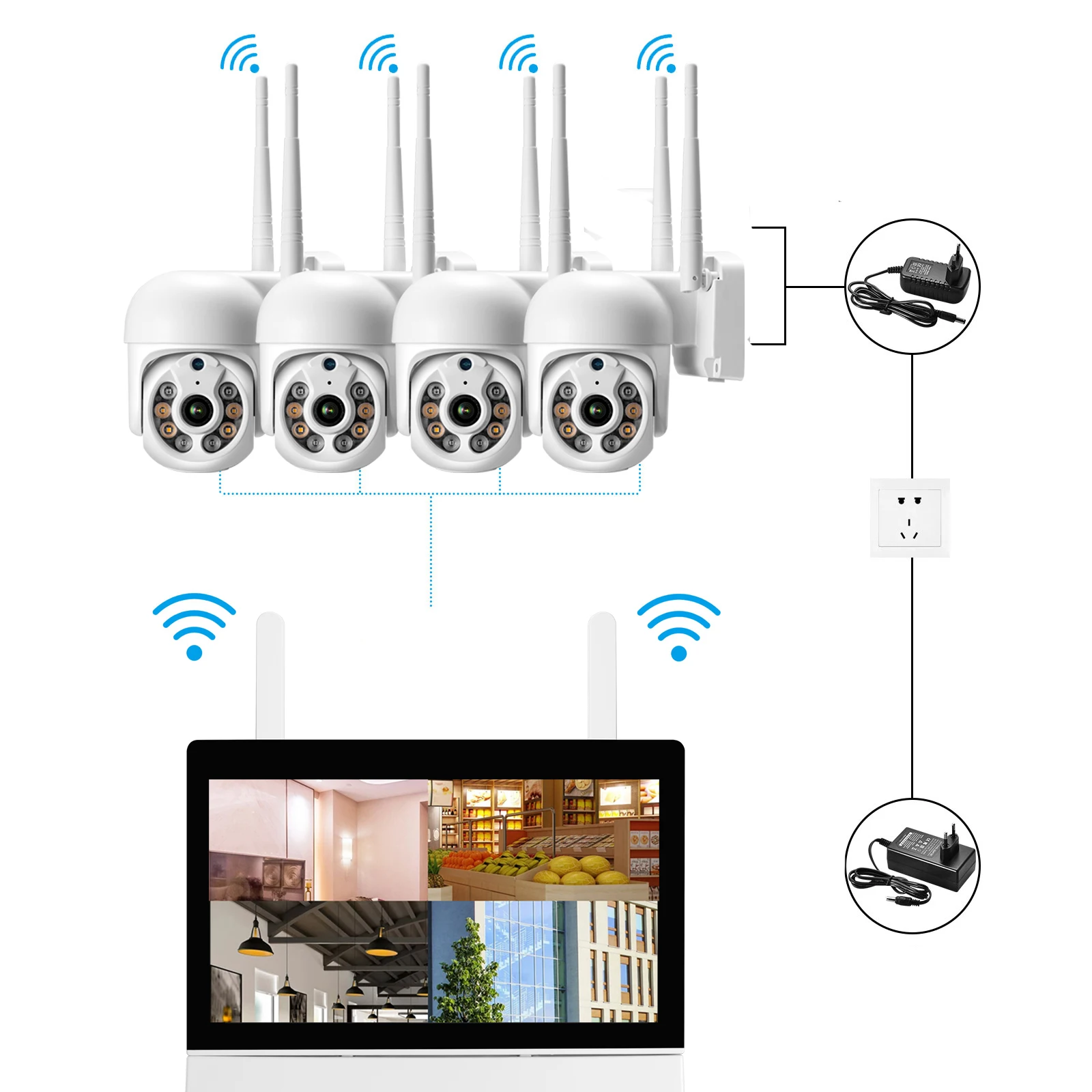 Imagem -06 - Gadinan Wifi 3mp Two-way Áudio Ptz Controle Inteligente Sistema de Câmera Polegada Tela Nvr Vigilância de Vídeo Visão ia Rastreamento Automático