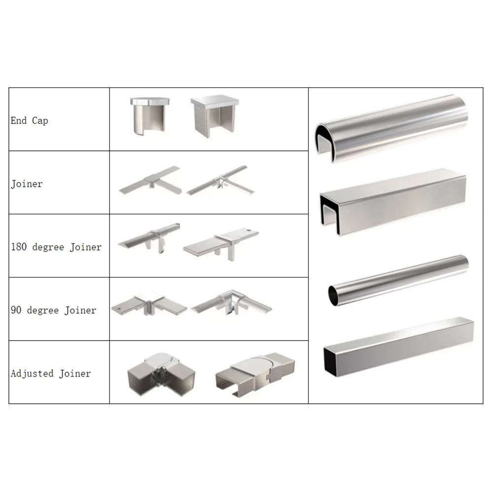 Custom CNC-milled Stainless Steel Railing Fittings for Round Tubes Staircase Glass Handrail Cylindrical Components Durable Polis