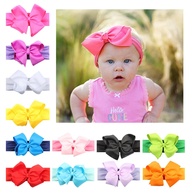 

Newborn Soft Baby Girls Big Bow Hairband Elastic Headband Princess Stretch Turban Big Knot Head-Wrap Fashion Hair Accessories