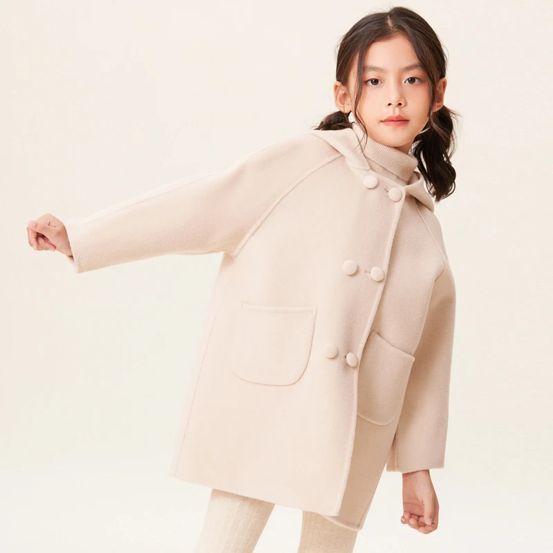 

2025100% Cashmere Thick double-sided Jacket for Children's Clothing, Casual Classic, Versatile And Fashionable For Women