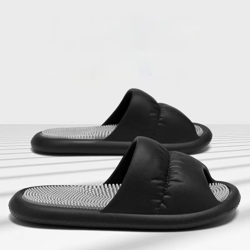 

Men's Summer New Open Toe Foot Massage Slipper Soft Sole Non Slip Home Light Iced Sensation Full-Sole Granular Massage Slippers