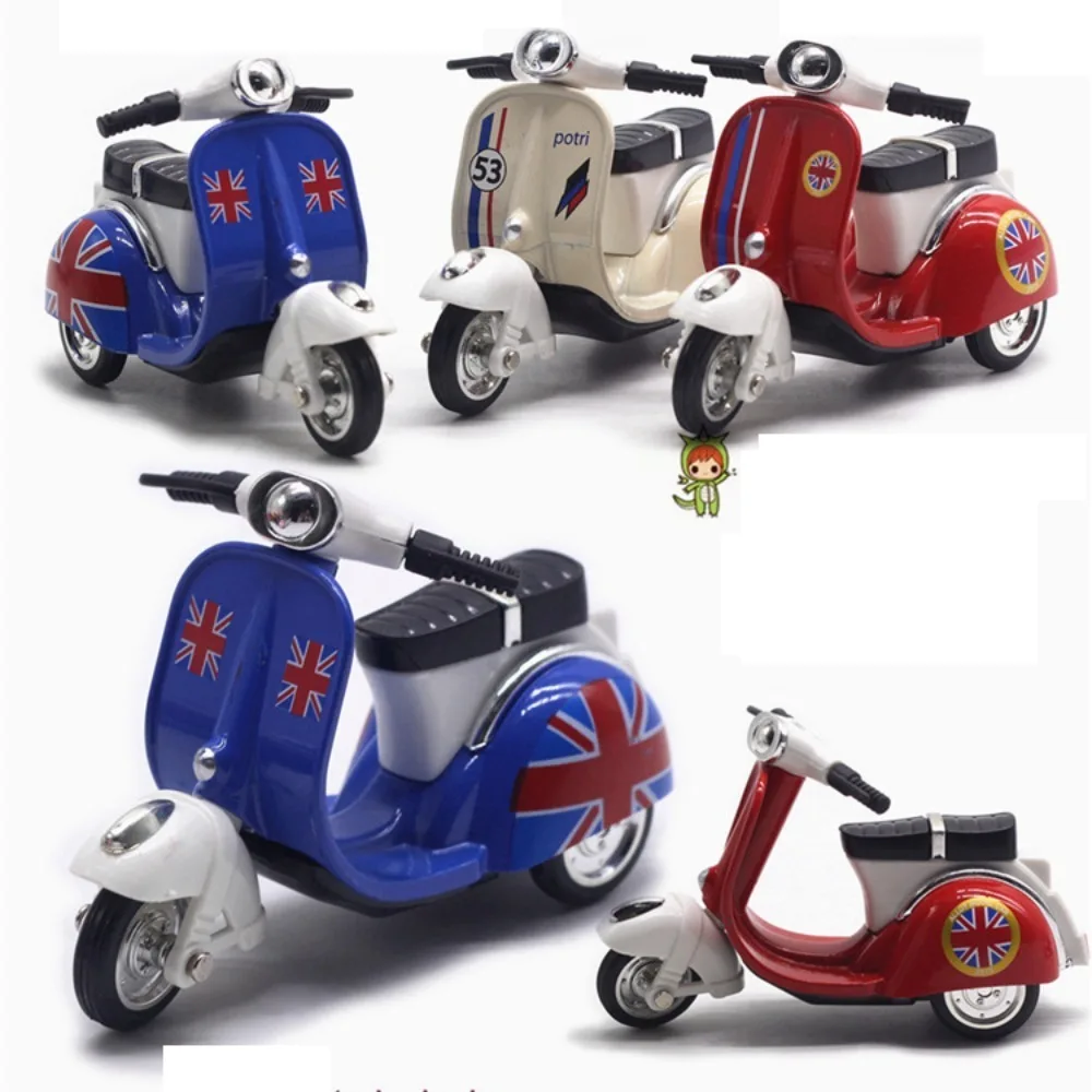 New Alloy Pullback Car 1:43 Retro Style Motorcycle Model Cartoon Design Door Can Open Cake Decoration